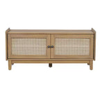 43" Rattan Entryway Bench with Storage and Cushion