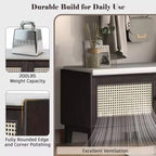 43" Rattan Entryway Bench with Storage and Cushion