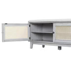 43" Rattan Entryway Bench with Storage and Cushion