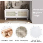 43" Rattan Entryway Bench with Storage and Cushion
