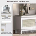 43" Rattan Entryway Bench with Storage and Cushion