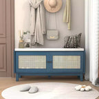 GDFStudio Haydn 43  Rattan Entryway Bench with Storage and Cushion