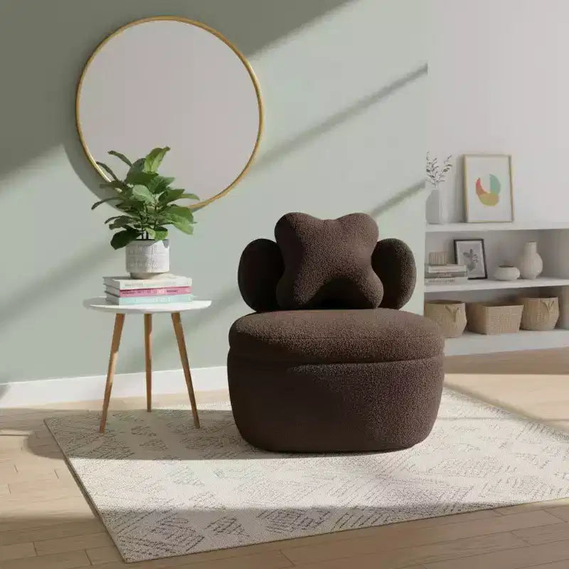 Teddy Bear Accent Chair, Fluffy Boucle Upholstered Cloud-Shaped Armchair, Cute Single Sofa for Bedroom or Living Room, Cozy Fluffy Chair