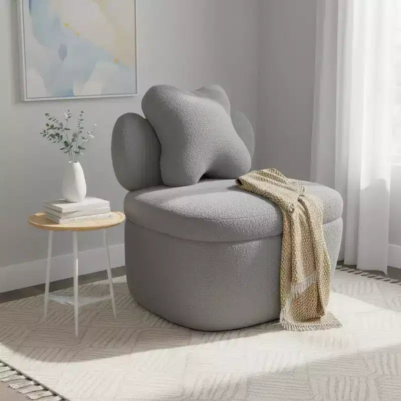 Teddy Bear Accent Chair, Fluffy Boucle Upholstered Cloud-Shaped Armchair, Cute Single Sofa for Bedroom or Living Room, Cozy Fluffy Chair