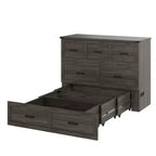 Full Size Murphy Bed Cabinet, Foldable Platform Bed Frame with Storage Drawer