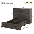 Full Size Murphy Bed Cabinet, Foldable Platform Bed Frame with Storage Drawer