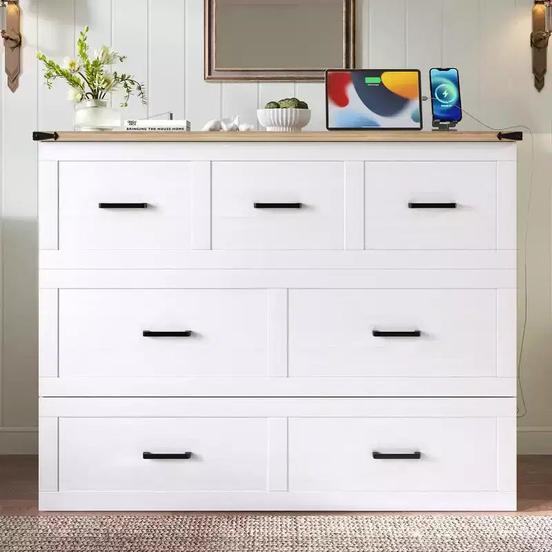 Full Size Murphy Bed Cabinet, Foldable Platform Bed Frame with Storage Drawer