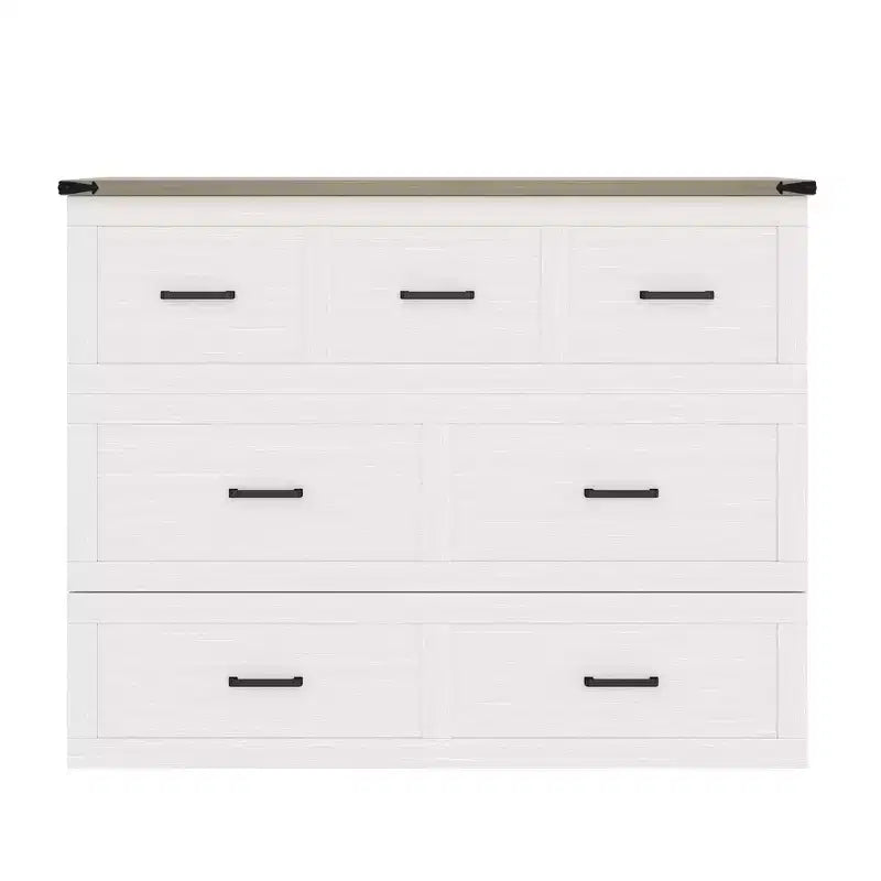 Full Size Murphy Bed Cabinet, Foldable Platform Bed Frame with Storage Drawer