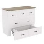 Full Size Murphy Bed Cabinet, Foldable Platform Bed Frame with Storage Drawer