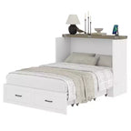 Full Size Murphy Bed Cabinet, Foldable Platform Bed Frame with Storage Drawer