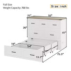 Full Size Murphy Bed Cabinet, Foldable Platform Bed Frame with Storage Drawer