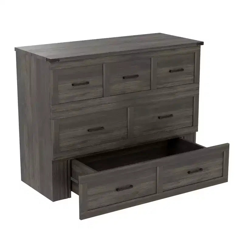 Full Size Murphy Bed Cabinet, Foldable Platform Bed Frame with Storage Drawer