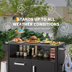Outdoor Grill Cart with Storage, Mobile Kitchen Island with Stainless Steel Top, Locking Wheels for Food Prep and BBQ, 300 LB Capacity
