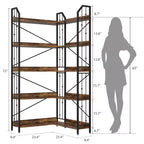 Tall Corner Bookshelf, L-Shaped 5/7 Tier Bookcase with Metal Frame, Space-Saving Design