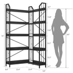 Tall Corner Bookshelf, L-Shaped 5/7 Tier Bookcase with Metal Frame, Space-Saving Design