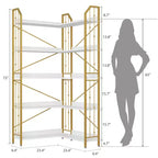 Tall Corner Bookshelf, L-Shaped 5/7 Tier Bookcase with Metal Frame, Space-Saving Design