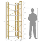 Tall Corner Bookshelf, L-Shaped 5/7 Tier Bookcase with Metal Frame, Space-Saving Design