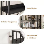 Tall Corner Bookshelf, L-Shaped 5/7 Tier Bookcase with Metal Frame, Space-Saving Design