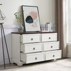 6 Drawer Wood Chest of Drawers with Storage, Tall Nightstand, Side End Table, Free-Standing Storage Cabinet for Bedroom