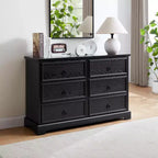 6 Drawer Wood Chest of Drawers with Storage, Tall Nightstand, Side End Table, Free-Standing Storage Cabinet for Bedroom