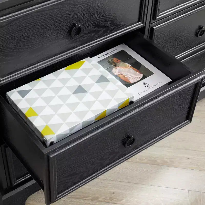6 Drawer Wood Chest of Drawers with Storage, Tall Nightstand, Side End Table, Free-Standing Storage Cabinet for Bedroom