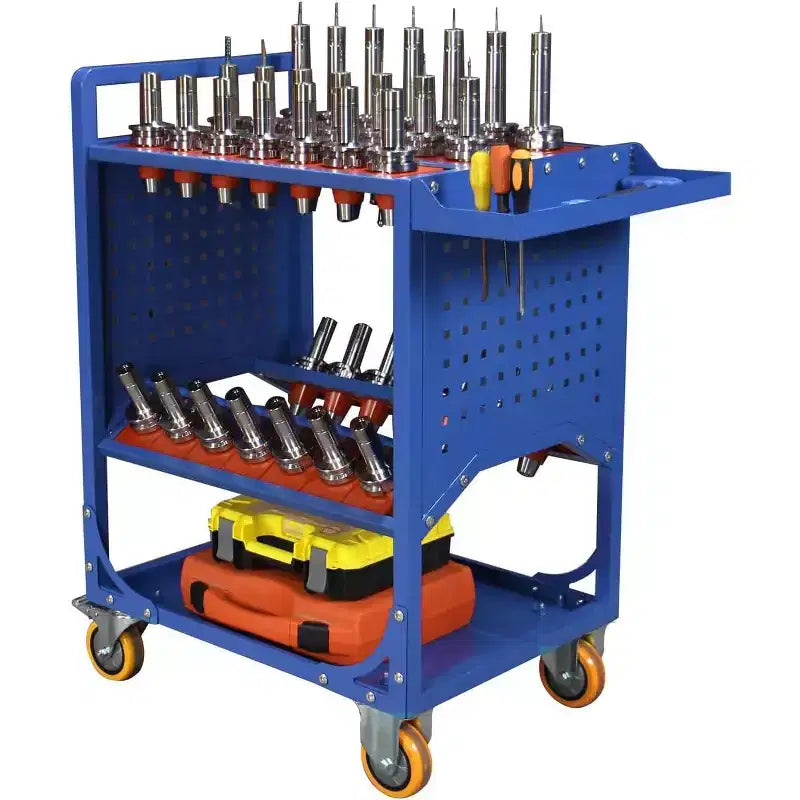 COZONY BT40 CNC Tool Storage Cart, 35-Capacity Mobile Tool Holder Organizer with Wheels & Drawers, Heavy-Duty Steel Cart for Machine Shop, Workshop