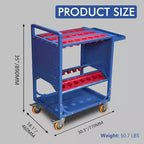 35-Slot CNC Tool Storage Cart with Wheels & Drawers, Heavy-Duty Steel Mobile Organizer for Machine Shop & Workshop