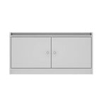 White Shoe Bench with Grey Padded Top - 2-Tier Entryway Storage Bench