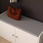 White Shoe Bench with Grey Padded Top - 2-Tier Entryway Storage Bench