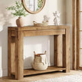 Lantine 43.3-Inch Solid Wood Console Table, Farmhouse 2-Tier Entryway Table, Narrow Sofa Table Behind Couch for Living Room, Hallway, Foyer