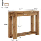 43.3-Inch Solid Wood Console Table, Farmhouse 2-Tier Entryway Table, Narrow Sofa Table Behind Couch for Living Room, Hallway, Foyer