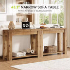 43.3-Inch Solid Wood Console Table, Farmhouse 2-Tier Entryway Table, Narrow Sofa Table Behind Couch for Living Room, Hallway, Foyer