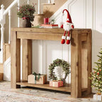 43.3-Inch Solid Wood Console Table, Farmhouse 2-Tier Entryway Table, Narrow Sofa Table Behind Couch for Living Room, Hallway, Foyer