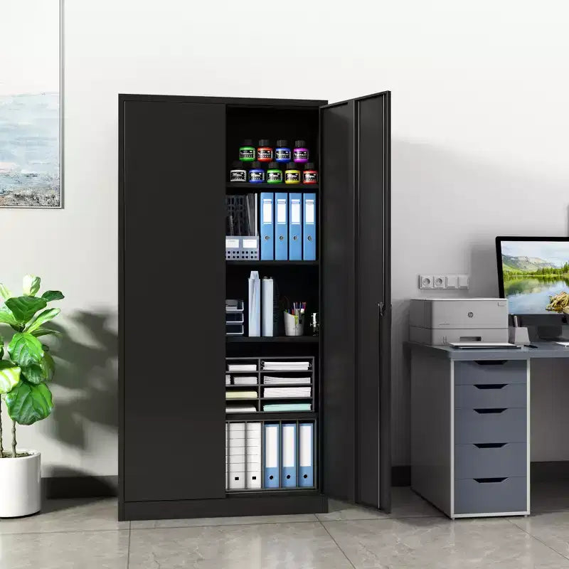 Double Door Lockable Metal Storage Cabinet for Home Office Garage