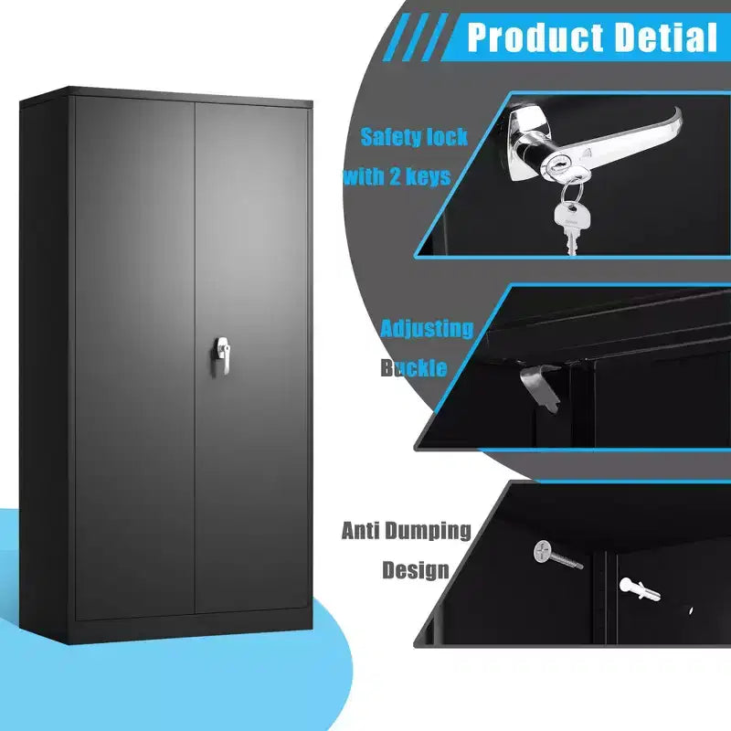 Double Door Lockable Metal Storage Cabinet for Home Office Garage