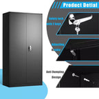 Double Door Lockable Metal Storage Cabinet for Home Office Garage