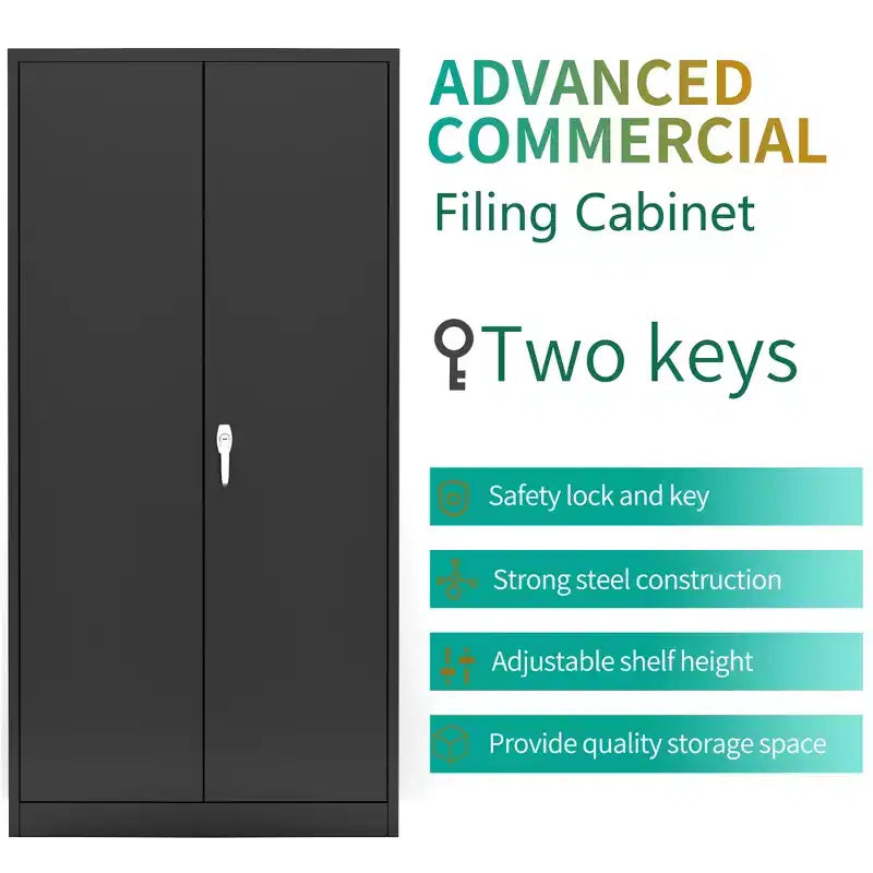 Double Door Lockable Metal Storage Cabinet for Home Office Garage