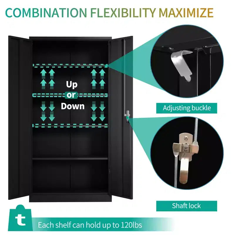 Double Door Lockable Metal Storage Cabinet for Home Office Garage