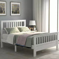 Twin/Full Size Platform Bed with Headboard and Footboard, Classic Solid Wood Bed Frame with Sturdy Slats and Center Support Leg