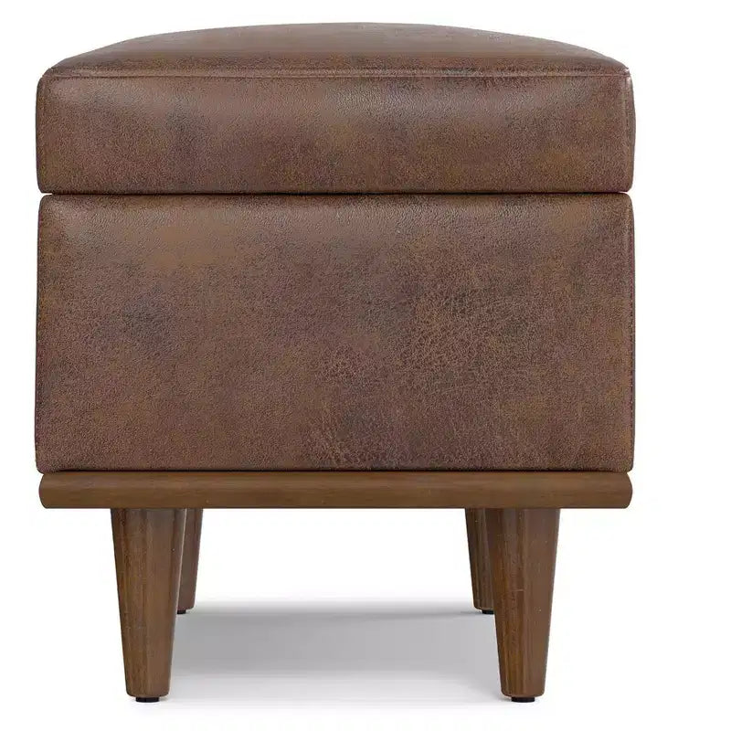 26 inch Wide Transitional Contemporary Rectangle Storage Ottoman