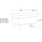 26 inch Wide Transitional Contemporary Rectangle Storage Ottoman