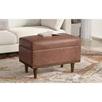 26 inch Wide Transitional Contemporary Rectangle Storage Ottoman
