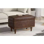 26 inch Wide Transitional Contemporary Rectangle Storage Ottoman