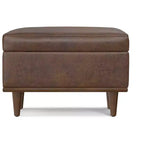 26 inch Wide Transitional Contemporary Rectangle Storage Ottoman