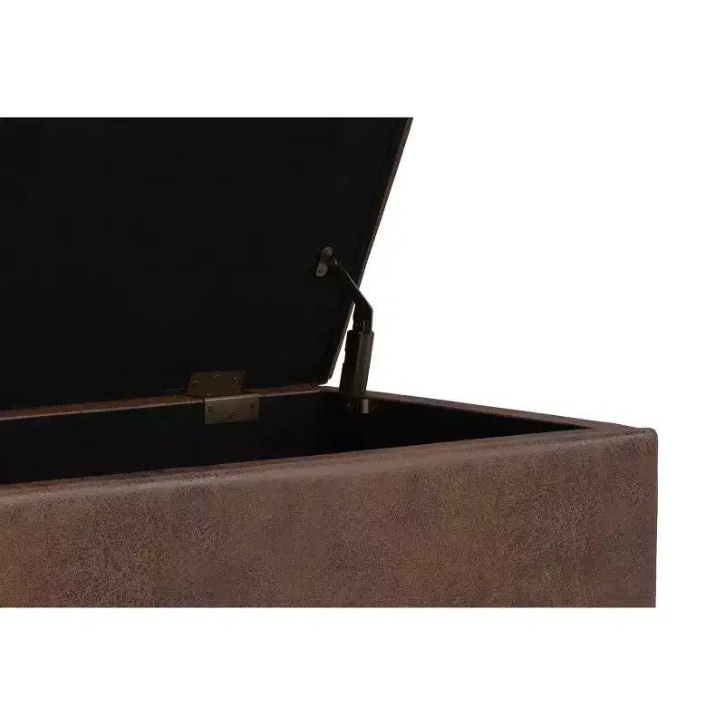 26 inch Wide Transitional Contemporary Rectangle Storage Ottoman