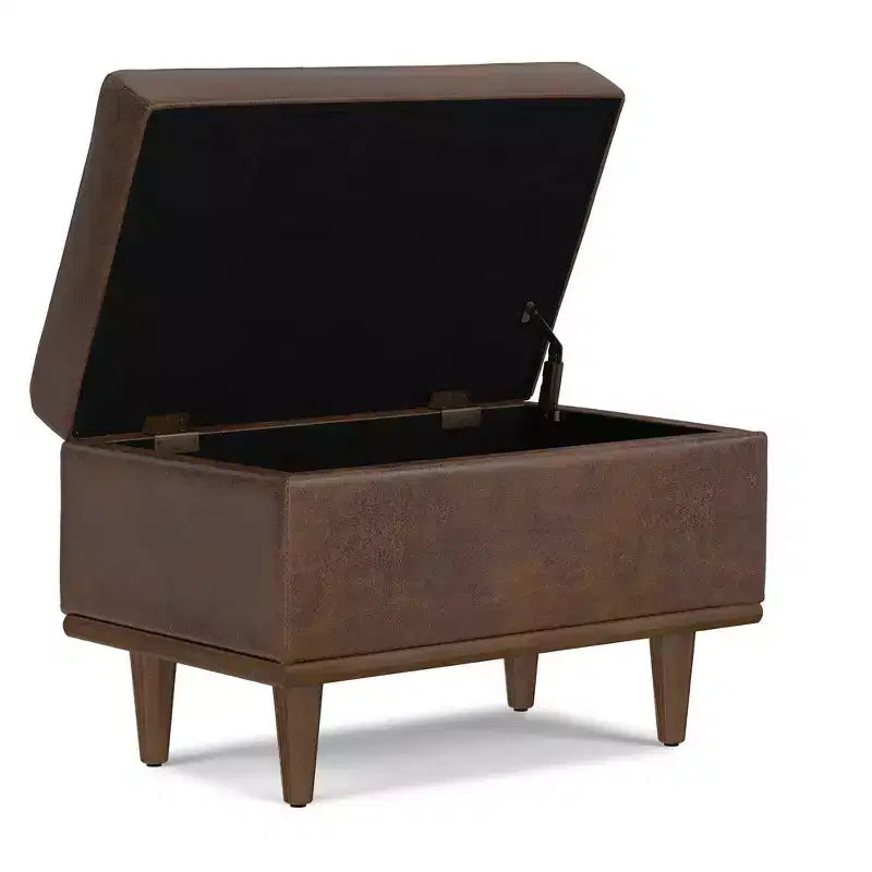 26 inch Wide Transitional Contemporary Rectangle Storage Ottoman
