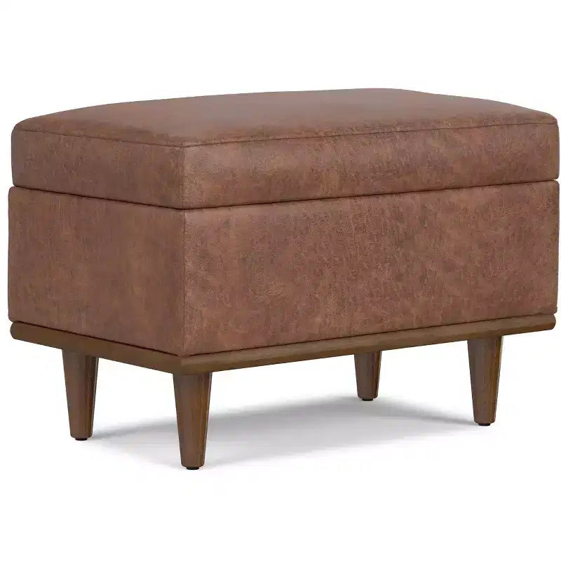 26 inch Wide Transitional Contemporary Rectangle Storage Ottoman