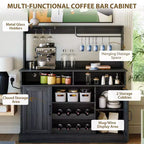 47" Farmhouse Buffet Cabinet with Coffee Bar Sideboard & Sliding Barn Door