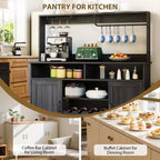 47" Farmhouse Buffet Cabinet with Coffee Bar Sideboard & Sliding Barn Door