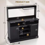 47" Farmhouse Buffet Cabinet with Coffee Bar Sideboard & Sliding Barn Door